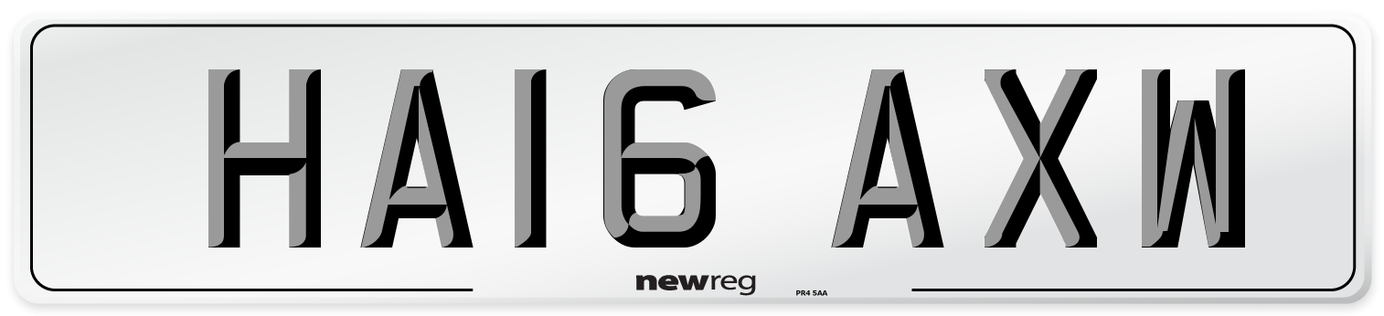 HA16 AXW Number Plate from New Reg